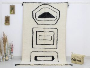 Alfombra Marroqui hecha a mano en Marruecos - Beni ourain - Blanca - Personalizada - Artesania Marroqui