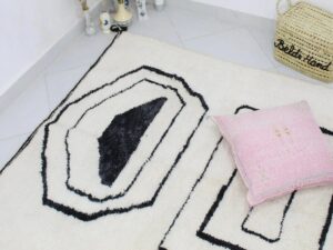 Alfombra Marroqui hecha a mano en Marruecos - Beni ourain - Blanca - Personalizada - Artesania Marroqui