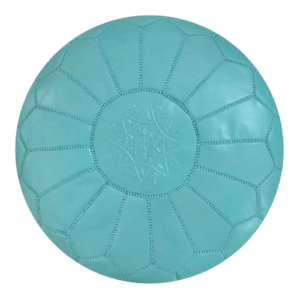 Puf de cuero marroqui Turquesa