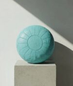 Moroccan leather pouf, Turquoise