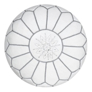 Puf de cuero marroqui blanco y gris