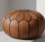 Pouf in pelle marocchina, marrone e nero