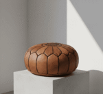 Pouf in pelle marocchina, marrone e nero