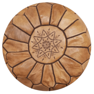 Puf de cuero marroqui caramelo y marron