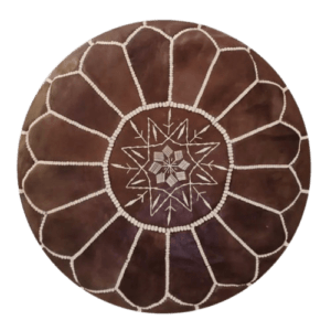 Puf de cuero marroqui chocolate y bronceado