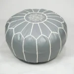 Marokkanischer Lederpouf, grau und weiß