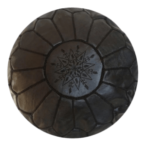 Puf de cuero marroqui negro