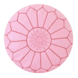 Puf de cuero marroqui rosa