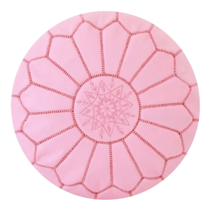 Puf de cuero marroqui rosa