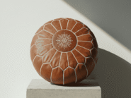 Puff de cuero Marron - Arte Marruecos - Tienda Marroqui