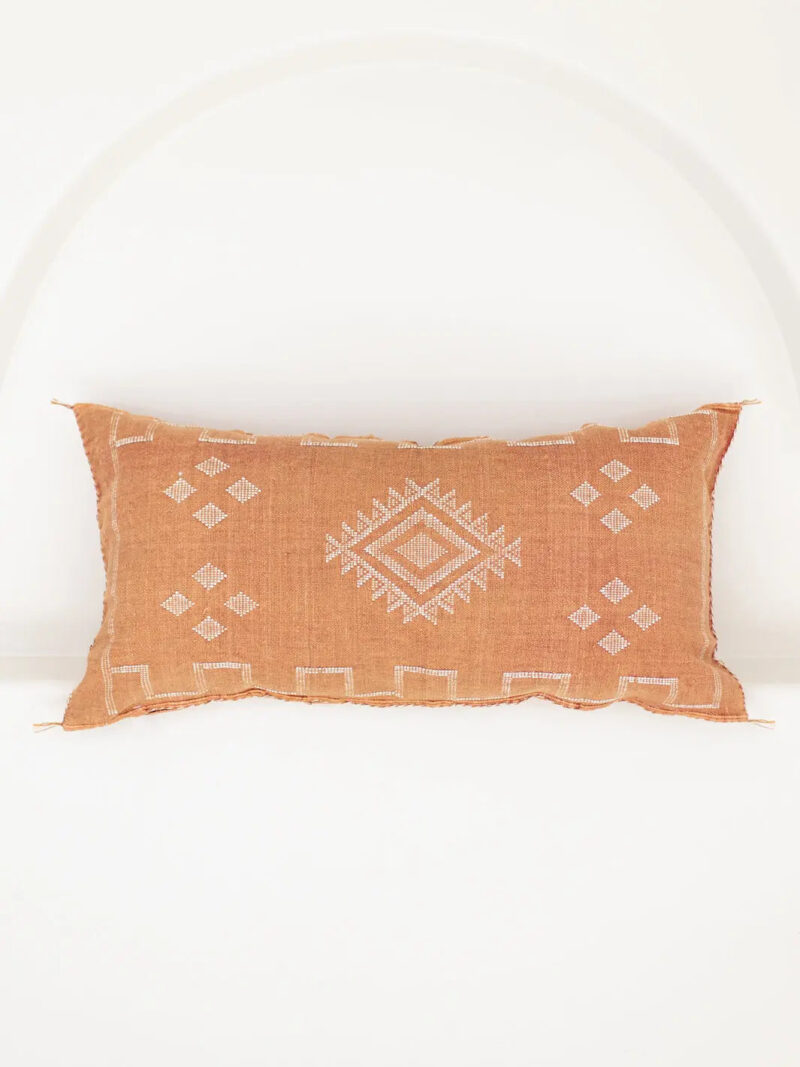 Terracotta Cactus Silk Cushion Large Lumbar Blush   Ochre 1693227556627