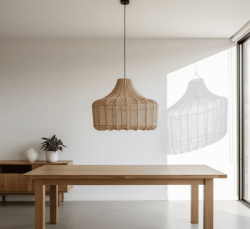 Lámpara Colgante de Raffia Trenzada "Campana Étnica"