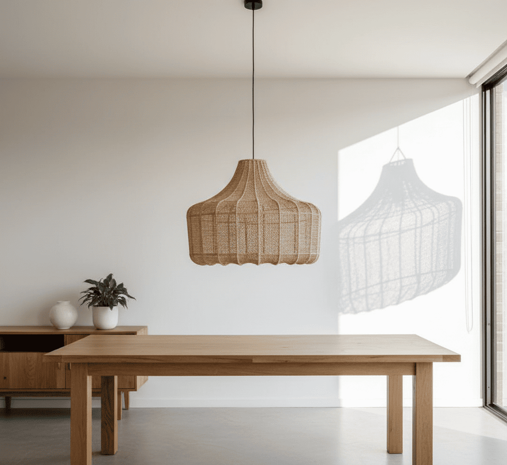 Lámpara Colgante de Raffia Trenzada "Campana Étnica"