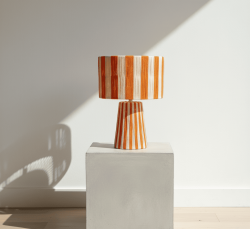 Lámpara Marroquí de Raffia Naranja - Iluminación Étnica Única- 55 x 30 cm
