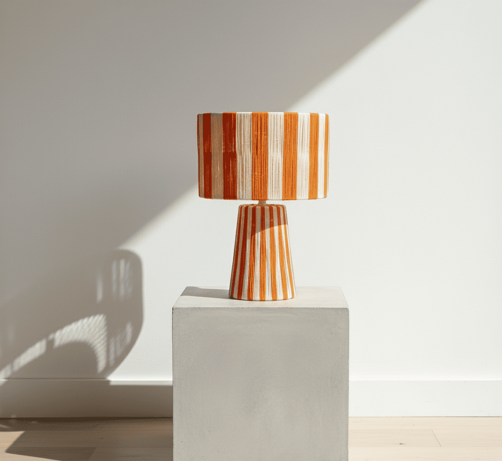 Lámpara Marroquí de Raffia Naranja - Iluminación Étnica Única- 55 x 30 cm