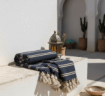 Moroccan Glitter Blanket Black and Mustard Yellow Striped