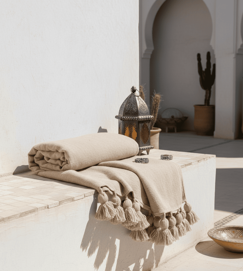 Manta marroqui Gris - tienda marroqui - arte marruecos