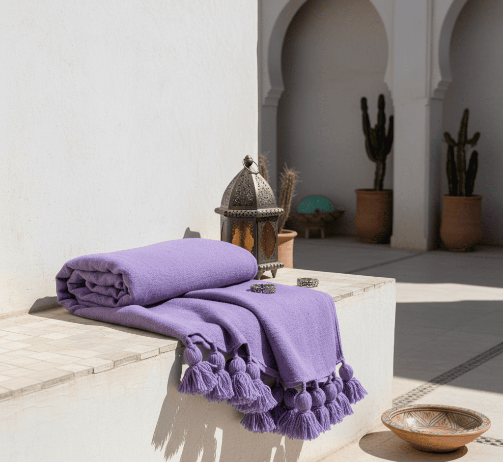 Manta marroqui violeta - tienda marroqui - arte marruecos