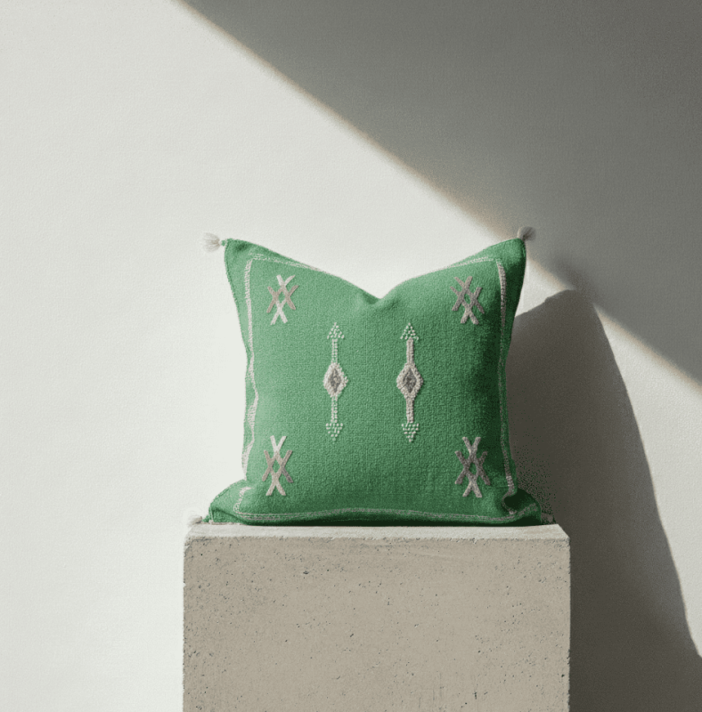 Cojin de sabra hecho a mano - Verde (1)