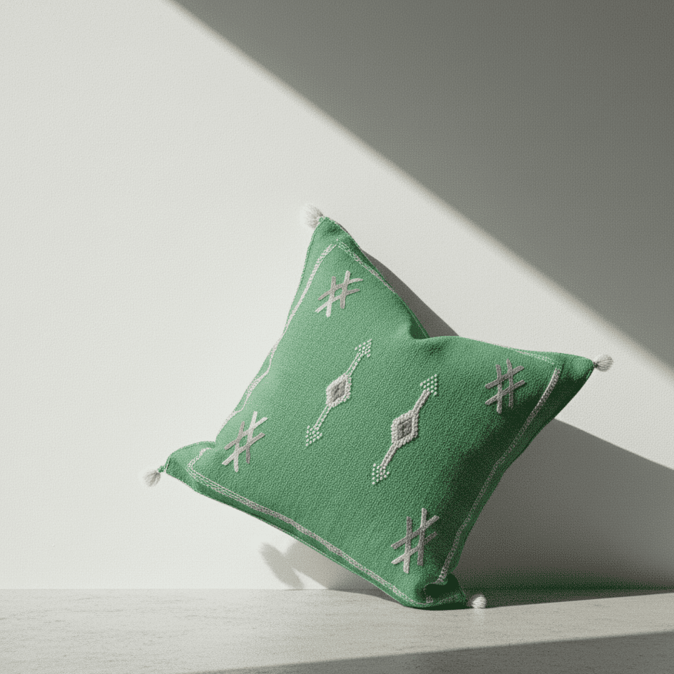 Verde Meta _ Cojín de Seda de Cactus Verde Meta _ Cojín de Seda de Cactus
