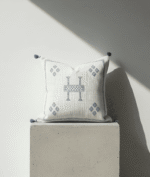 Funda de Cojín Marroquí de Seda de Cactus | Blanco y Azul | 45x45 cm-copy-0