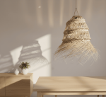 Lámpara Colgante XL de Raffia Trenzada con Flecos _ Estilo Boho Natural (1)