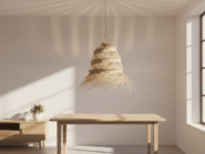 Lámpara Colgante XL de Raffia Trenzada con Flecos | Estilo Boho Natural