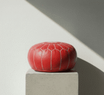 Pouf marocchino in pelle rossa
