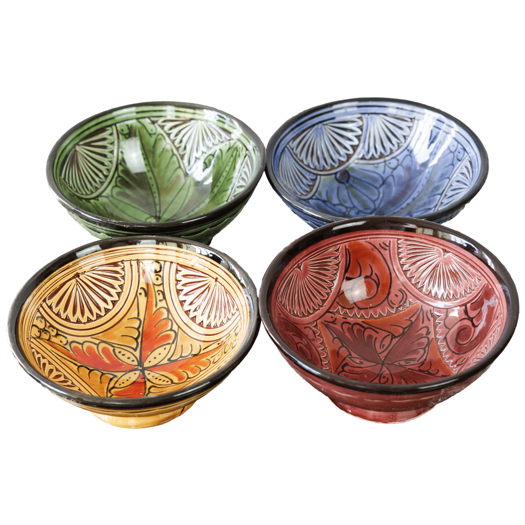 Cuencos Marroquíes de Cerámica Hechos a Mano - Set de 4 Colores