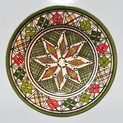 Plato de Cerámica Marroquí Pintado a Mano Verde – 17,5 cm