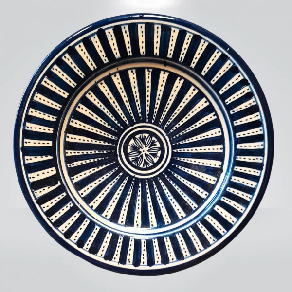 Plato de Cerámica Marroquí Pintado a Mano – Arte Bohemio Tradicional 17,5 cm Azul
