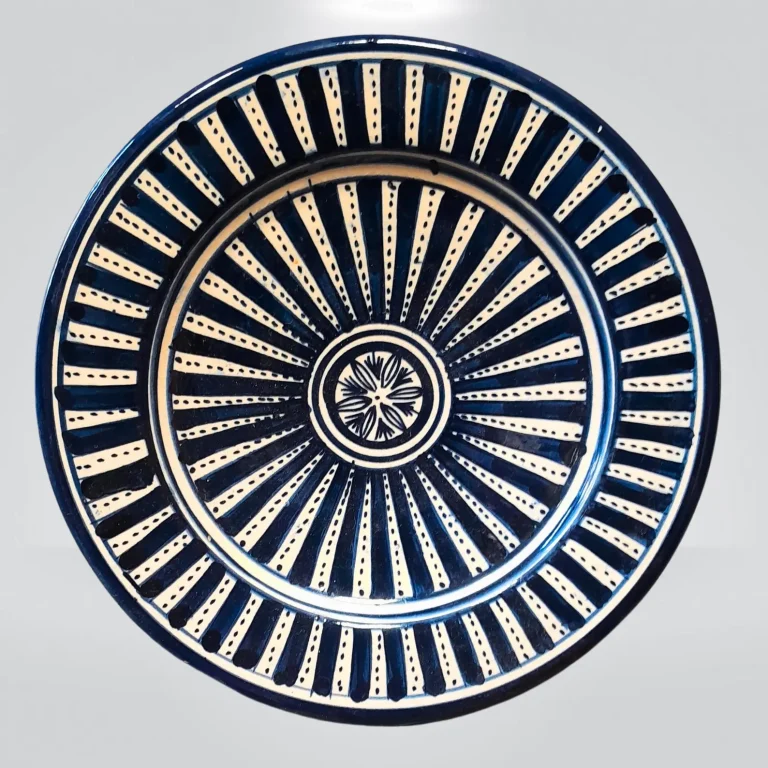 Plato de Cerámica Marroquí Pintado a Mano – Arte Bohemio Tradicional 17,5 cm Azul
