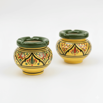 Cenicero de Cerámica Amarillo Hecho a Mano