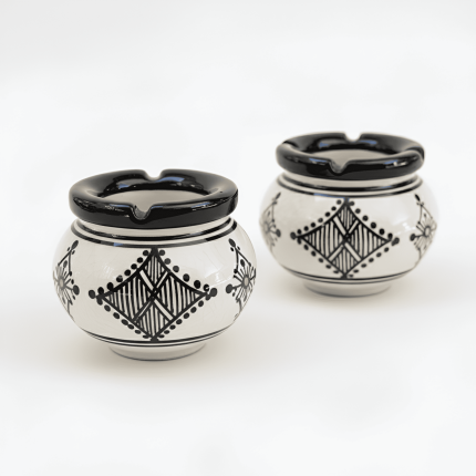 Cenicero de Cerámica Marroquí Amazigh - Blanco y Negro