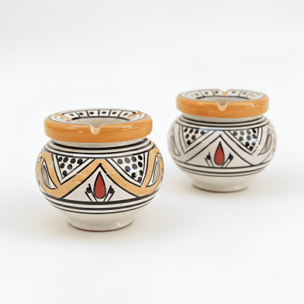 Cenicero de Cerámica Marroquí Durazno Naranja – Hecho a Mano en Fes y Safi