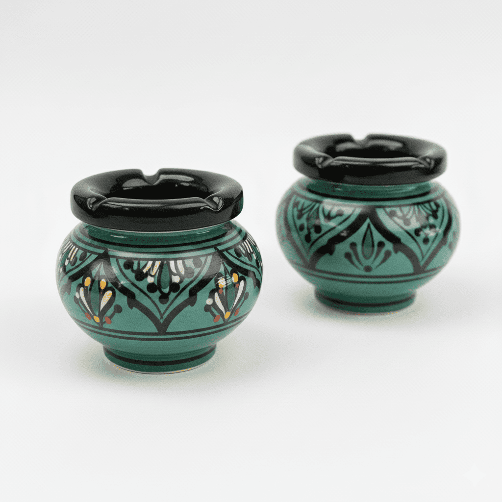 Posacenere in ceramica marocchina verde – Fatto a mano a Fes e Safi