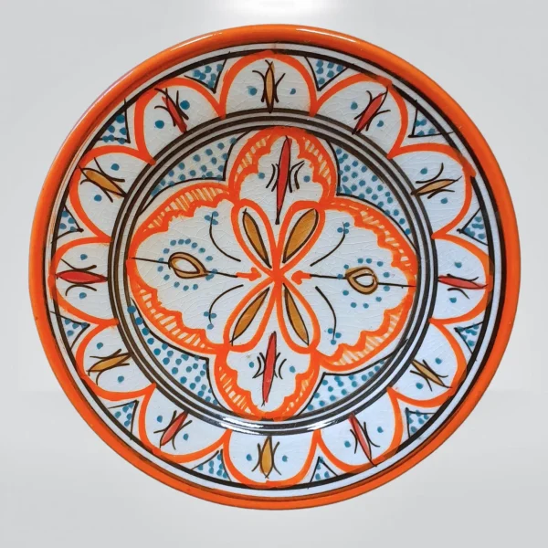 Plato de Cerámica Marroquí Pintado a Mano Naranja – 17,5 cm