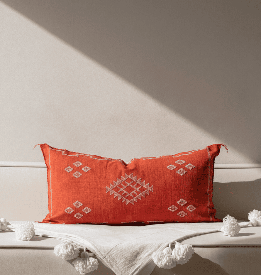 Cojín de Seda de Cactus Rojo XL - 100x50 cm - SCR1050A