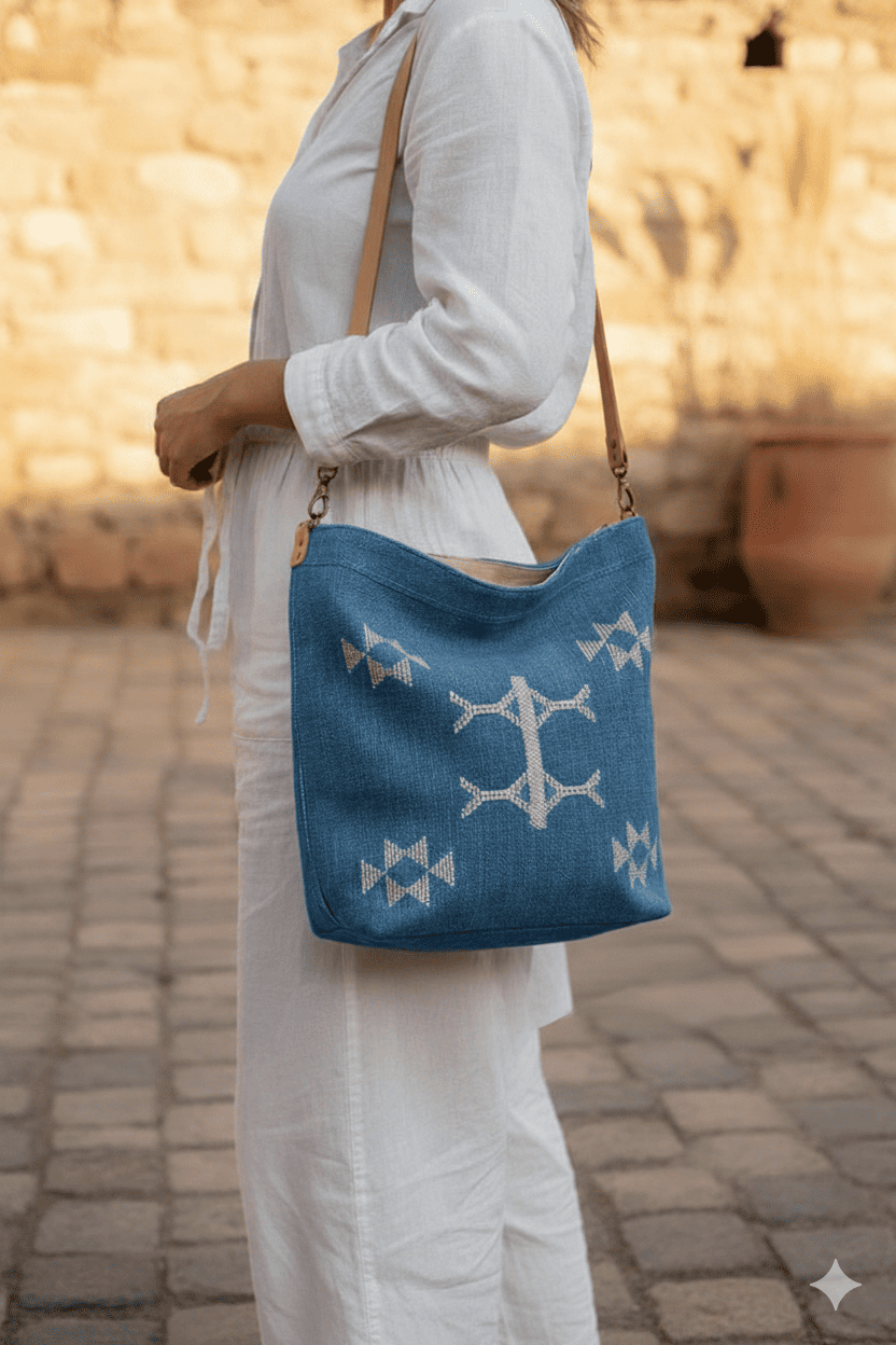 Bolso Bandolera Artesanal Sabra | Azul1