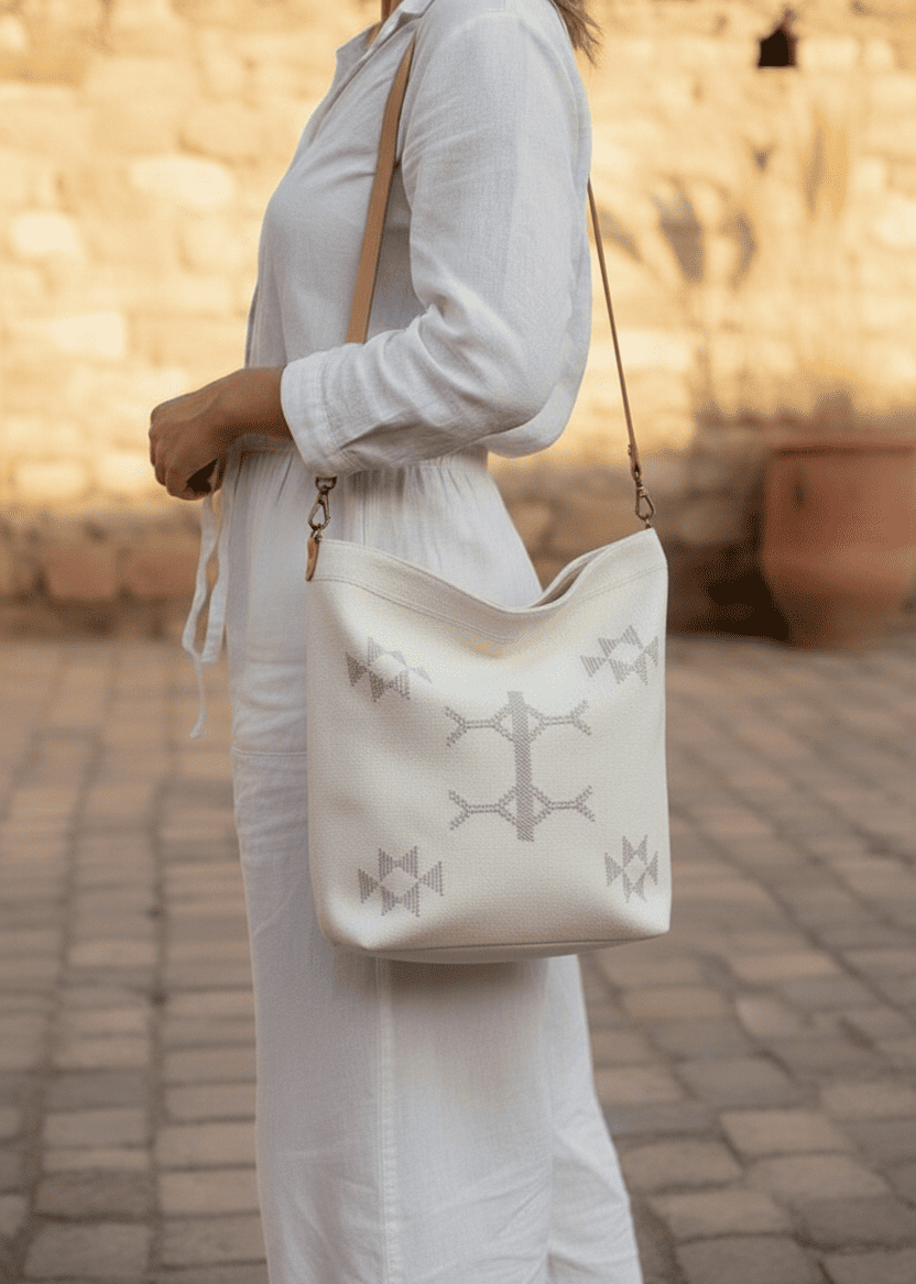 Bolso Bandolera Artesanal Sabra | Blanco1