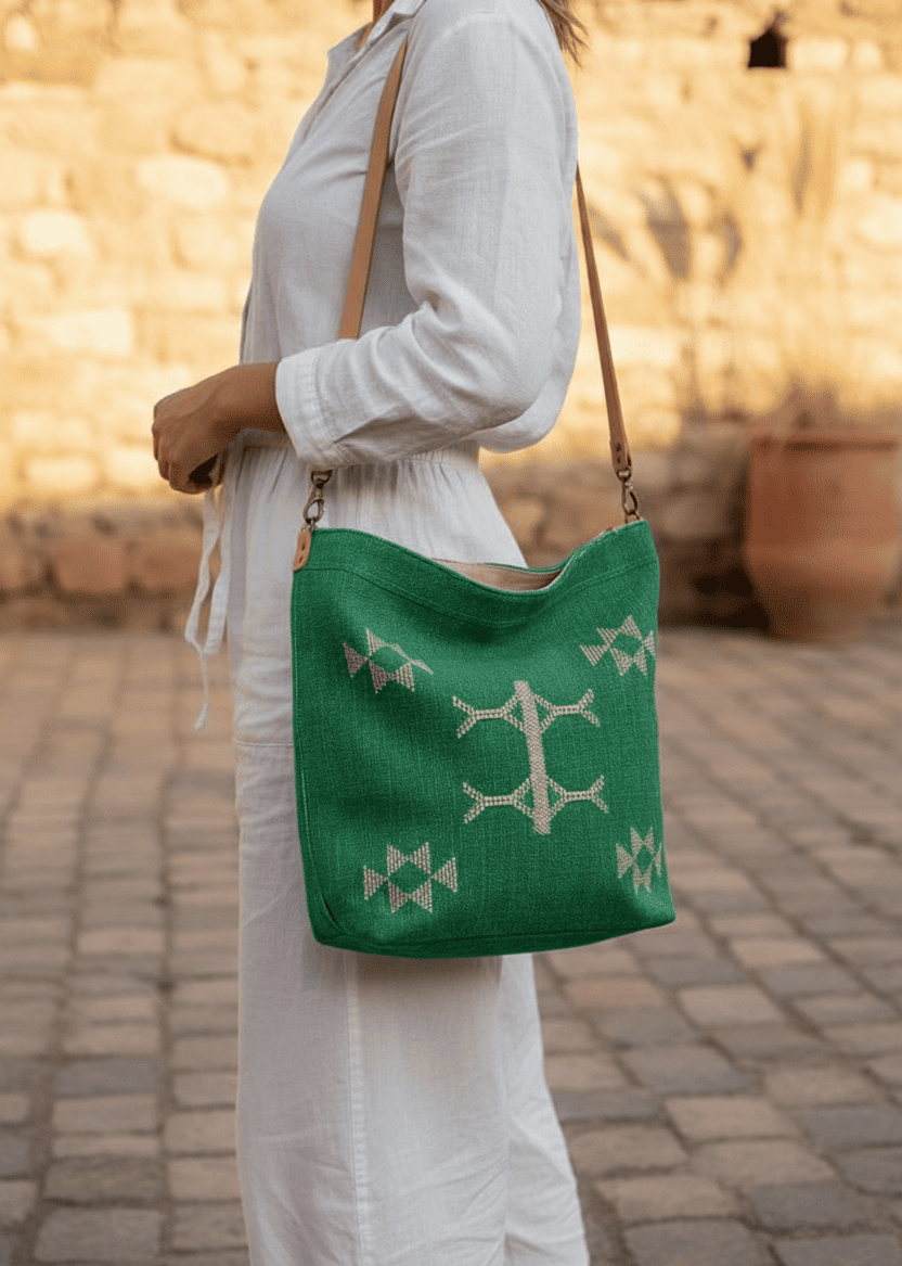 Bolso Bandolera Artesanal Sabra | Verde1