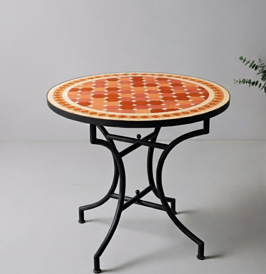 Marokkanischer Mosaik-Gartentisch – Orange