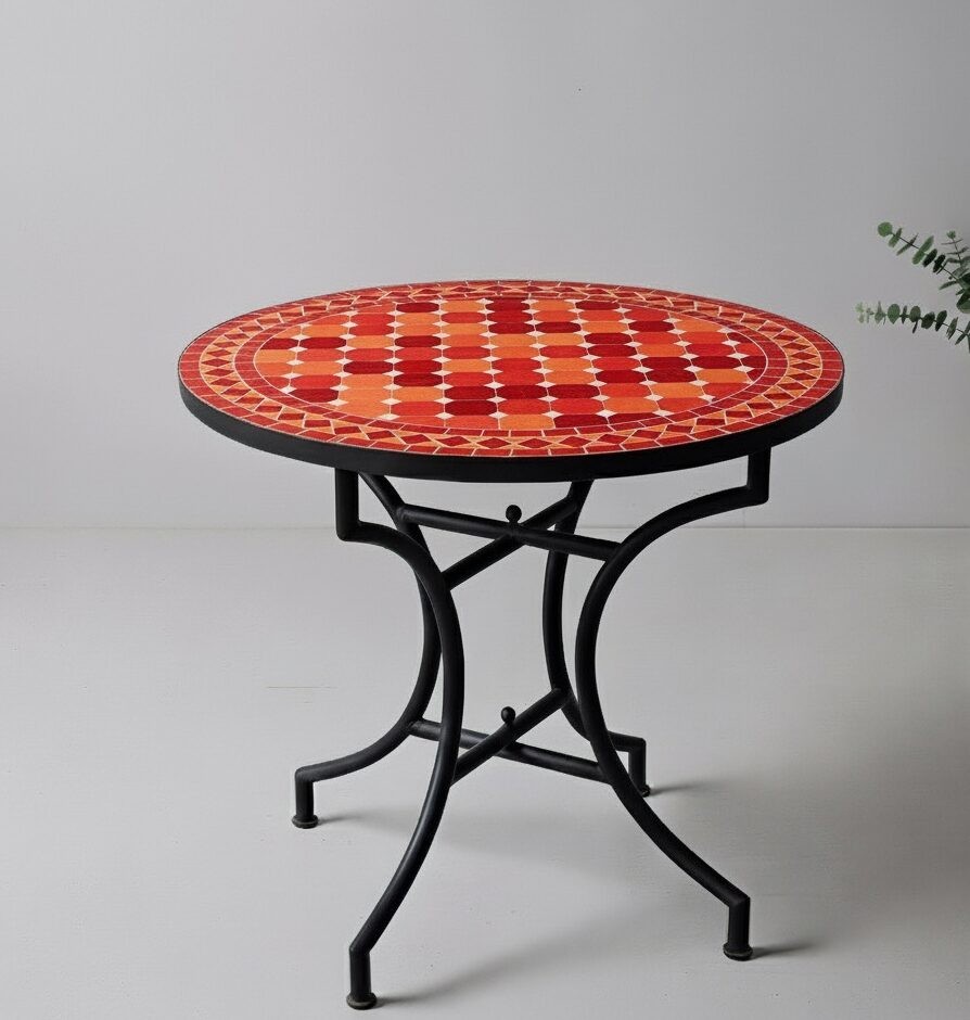 Marokkanischer Mosaik-Gartentisch - Rot