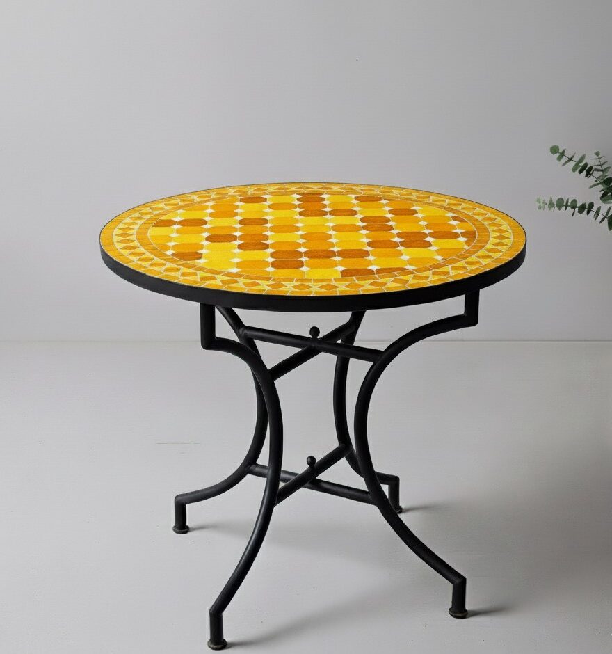 Marokkanischer Mosaik-Gartentisch – Gelb