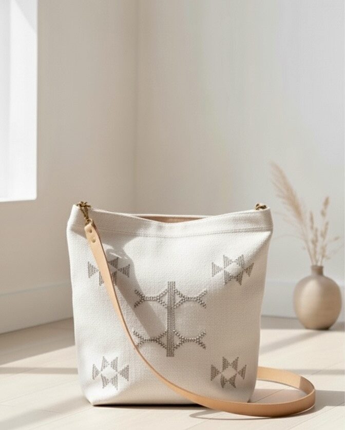 Bolso Bandolera Artesanal Sabra | Blanco