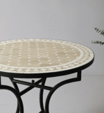 Moroccan Mosaic Garden Table - Beige and White