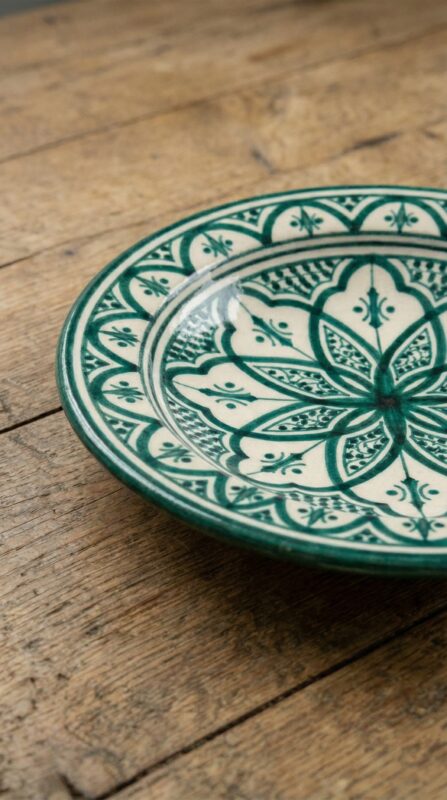 Plato "Emerald Garden" – Cerámica Verde Esmeralda (21cm)